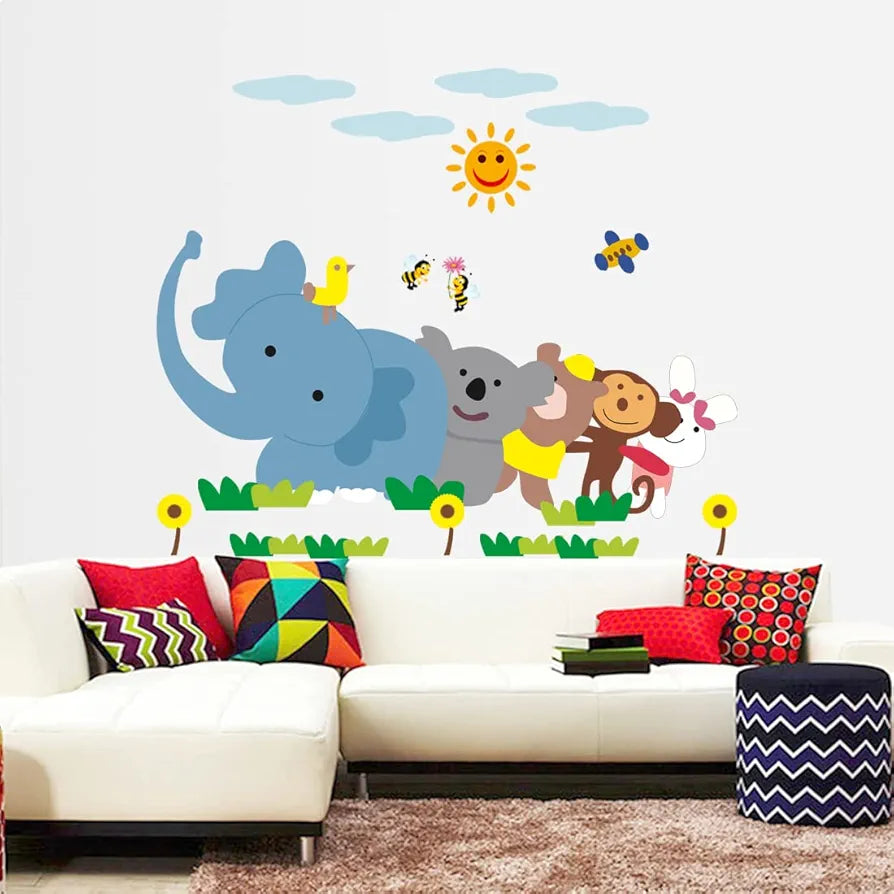 Rangoli New Modern Art & Trendy Wall Stickers Cute Animals Size-50cm*70cm