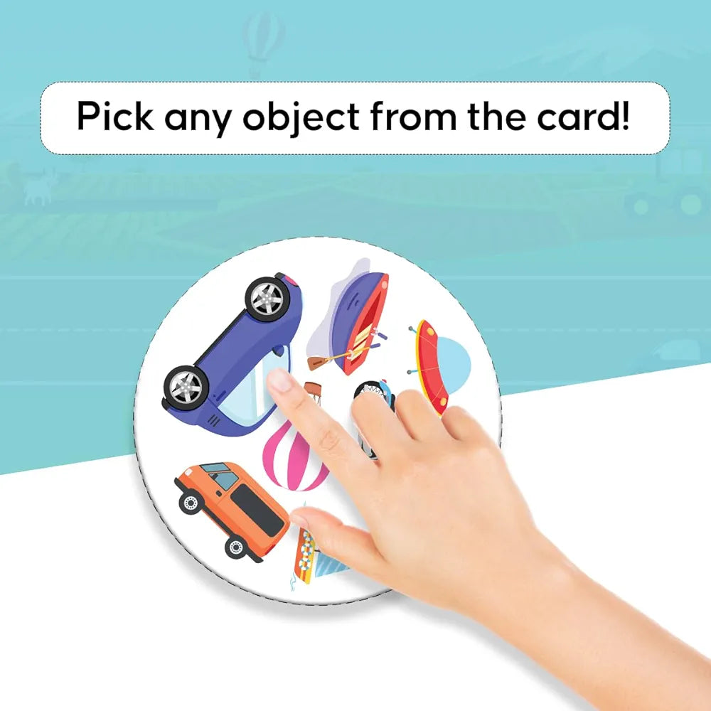 GiniMiniTransport Frenzy – 57 Transport Themed Educational Cards for Kids 3+ Vocabulary & Matching Skill Builder Fast Observation Game for Toddlers Family & Travel-Friendly Learning Toy