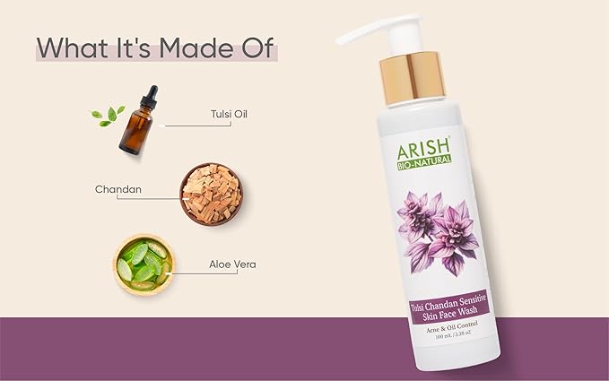 Arish Bio-natural Tulsi Chandan Face Wash for Sensitive Skin - 100 Ml