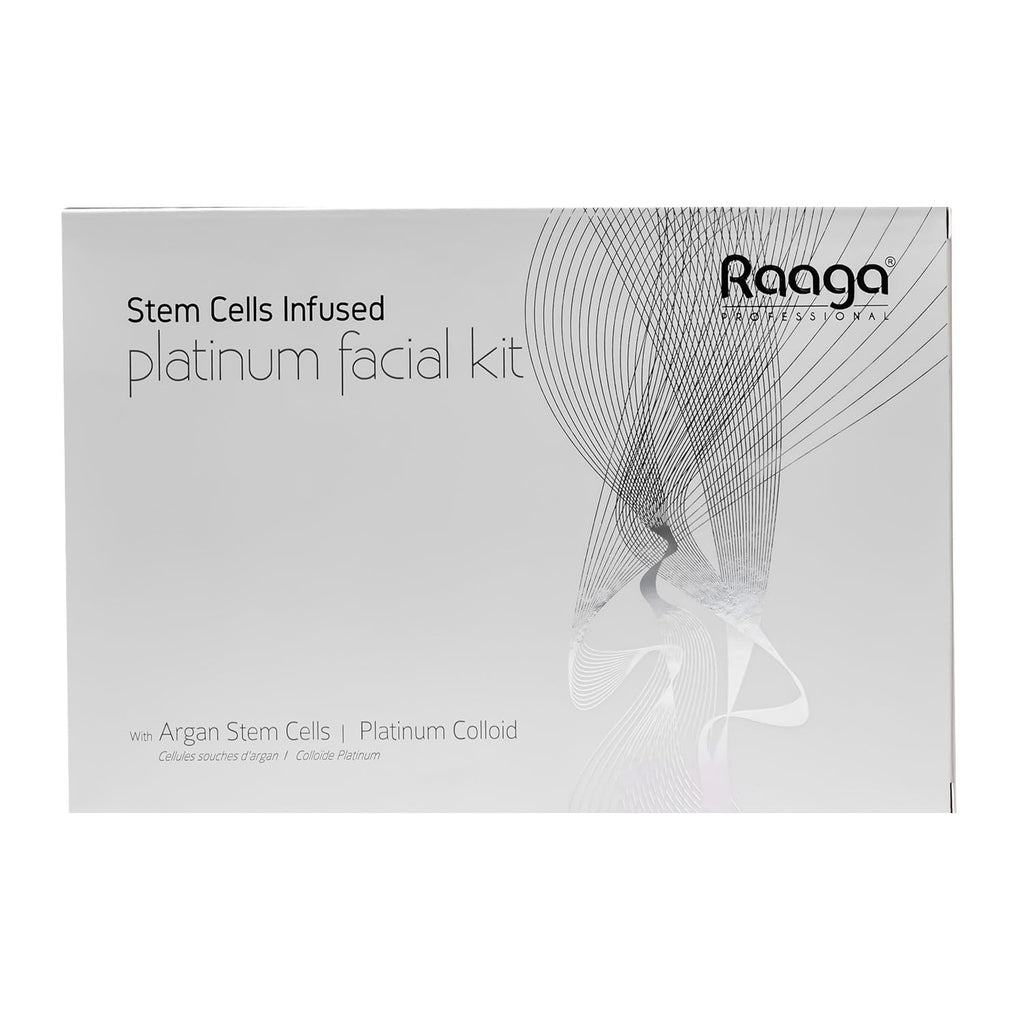Raaga Professional Stem Cells Infused Platinum 6 Step Facial Kit | Platinum Colloid, Argan Stem Cells | Restores Skin's Moisture | All Skin Types (61 gm)