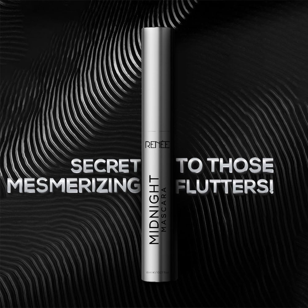 RENEE Midnight Mascara with Unique 360-Degree Wand | Darkest Black | Clump-Free | Long-Lasting Formula | Volumizes | Lengthens | Nourishes | Infused with Vitamin E | 8ml