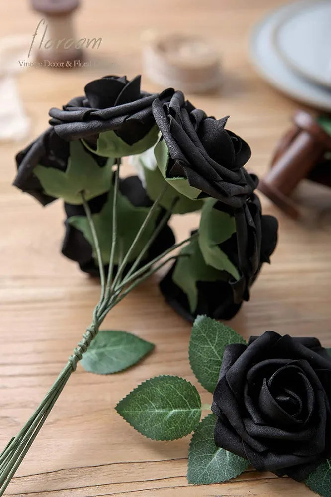 Artificial Flowers Roses 25pcs Real Looking Fake Roses w/Stem