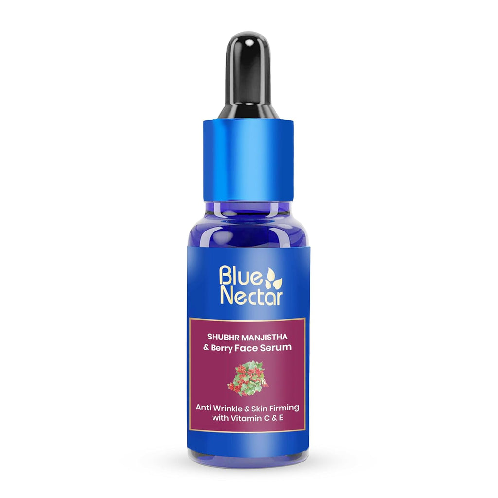 Blue Nectar Manjistha & Beauty Berry Face Serum | Anti-Wrinkles & Skin Firming with Vitamin C & E | Face Serum for Women & Men Glowing Skin (13 Herbs, 30 ml)