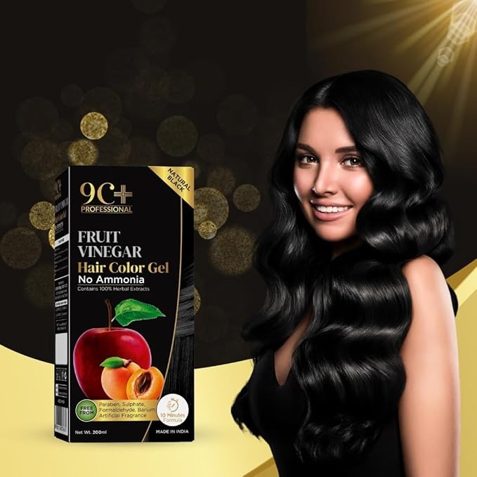 Corlin 9C+ Professional Fruit Vinegar Hair Color Gel Natural Black - 200 ml
