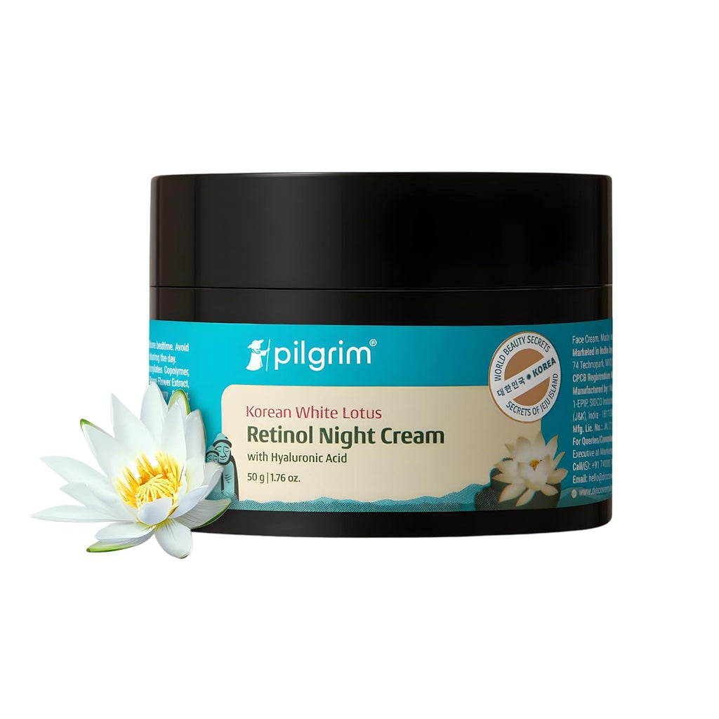 Pilgrim Korean Retinol Anti Aging Night Cream with Hyaluronic Acid & Vitamin C |Discover young, wrinkle-free & radiant skin| Anti aging cream for oily & dry skin| For Men & Women|Korean Skin Care|50gm