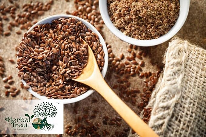Herbal Treat Flax Seeds | High Fibre Seeds for Heart Health & Daily Nutrition | Rich In Protein & Dietary Fibre | Weight Loss Hair Growth, Diet Snack food (250gram, Flax Seeds)