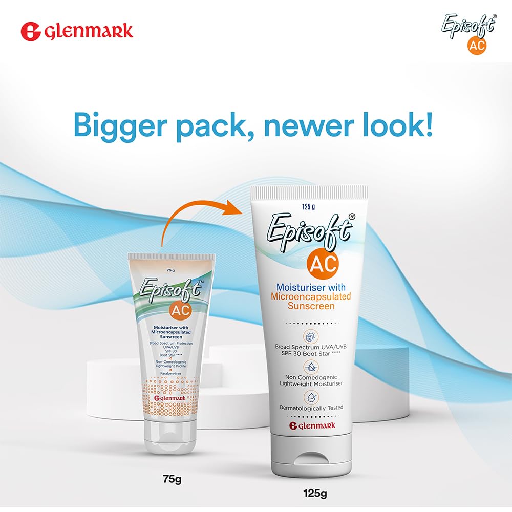 Episoft Glenmark Ac Moisturizer With Sunscreen, Spf 30+ - 125 gms