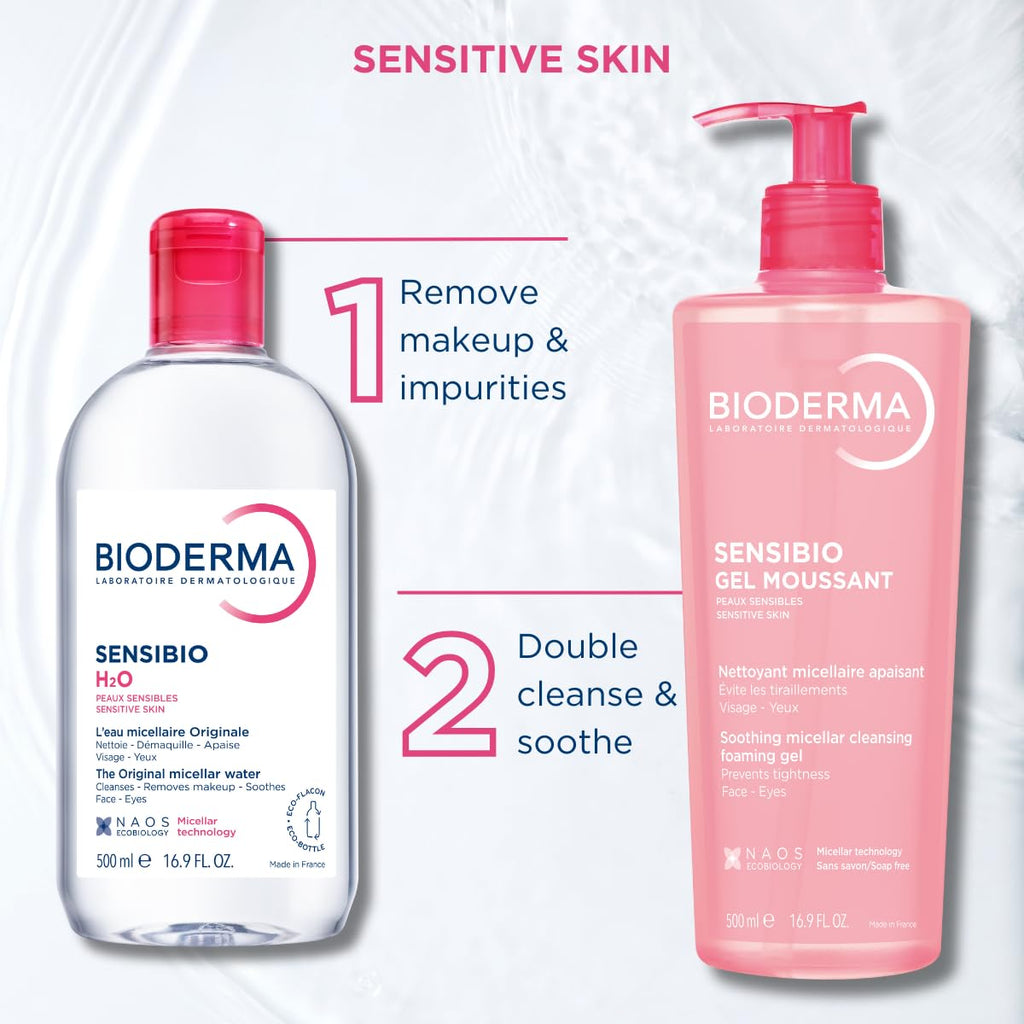 Bioderma Sensibio H2O Daily Soothing Cleanser, Make up Pollution & Impurities Remover Face Eyes Sensitive skin, 100ml