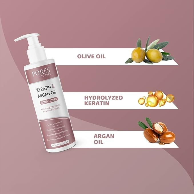 Pores Be Pure Hair Conditioner With Hydrolyzed Keratin Argan Oil - 250 ml