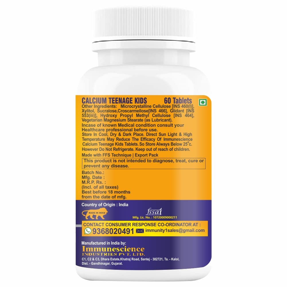 Immunescience Calcium For Kids Chewable Tablets - 60 tabs