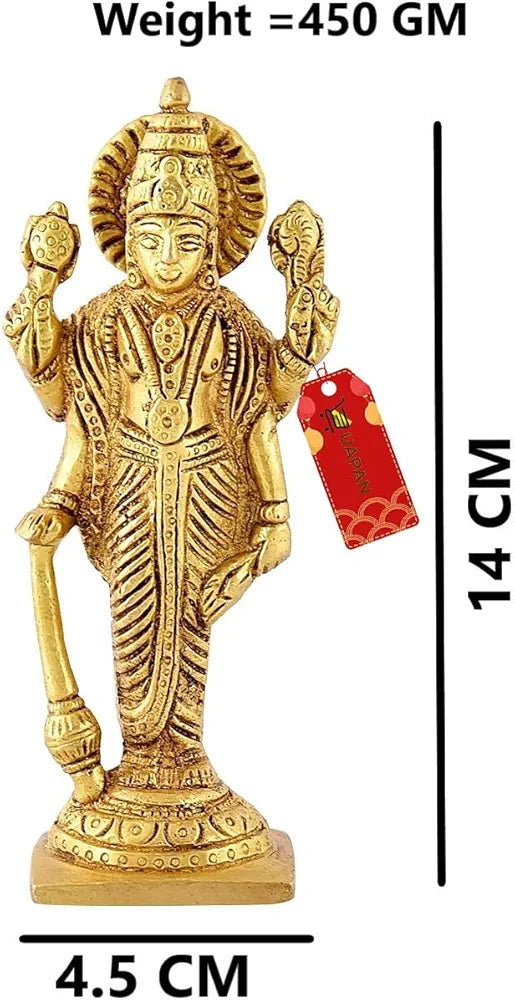 Uapan Lord Bhagwan Vishnu Narayann Idol I Holding Club Gada for Home Decor Mandir Temple Decorative Showpiece 14 cm