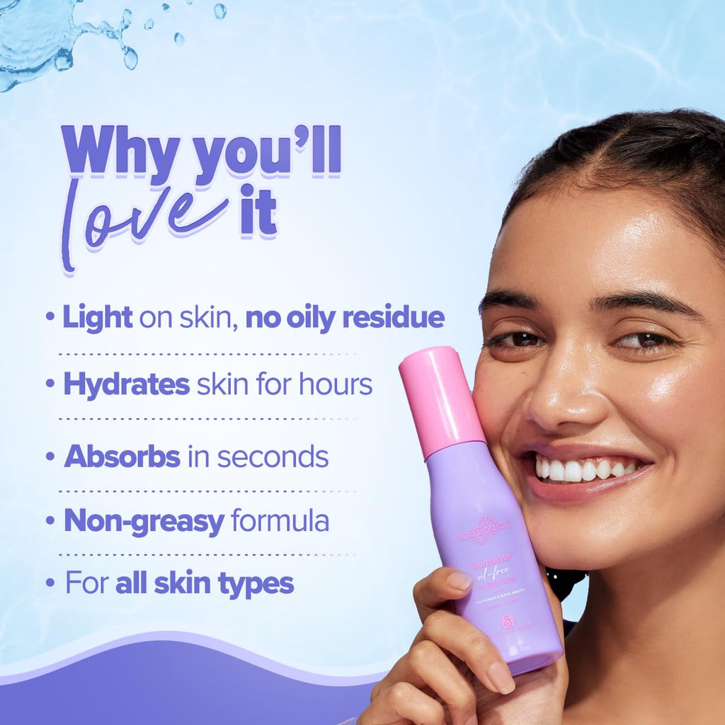 Aqualogica Illuminate+ Oil-Free Moisturizer with Wild Berries & Alpha Arbutin for Luminous Glow - Normal, Dry & Combination Skin -Hydration & Even Skin Tone for Men & Women | 100 g
