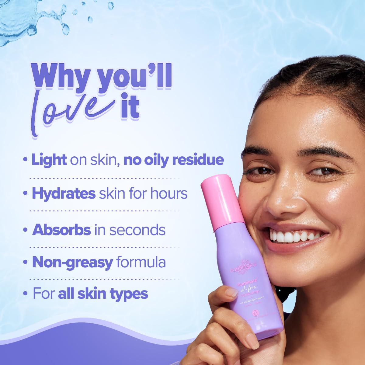 Aqualogica Illuminate+ Oil-Free Moisturizer with Wild Berries & Alpha Arbutin for Luminous Glow - Normal, Dry & Combination Skin -Hydration & Even Skin Tone for Men & Women | 100 g