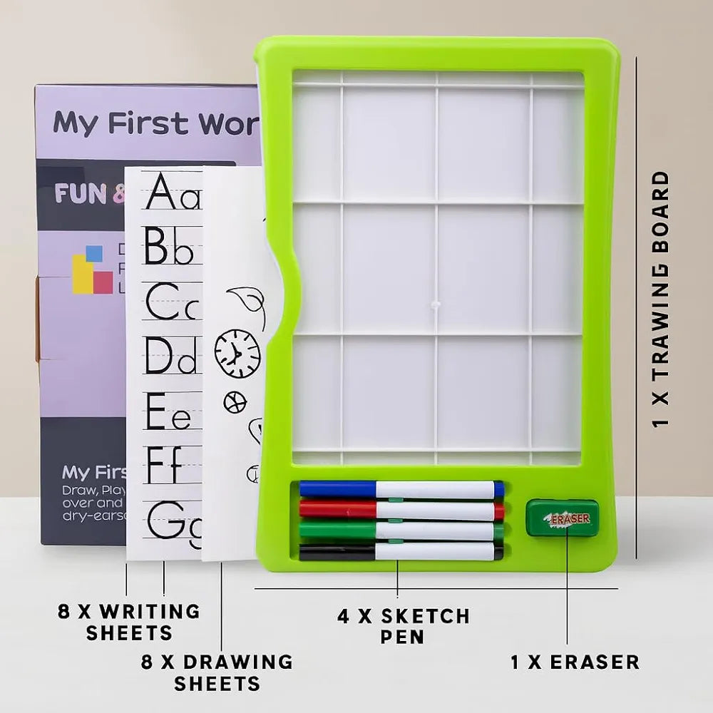 Wishkey Plastic Word Pad Educational Board with Marker Pen Drawing Erasable Writing Graffiti Early Education Toy