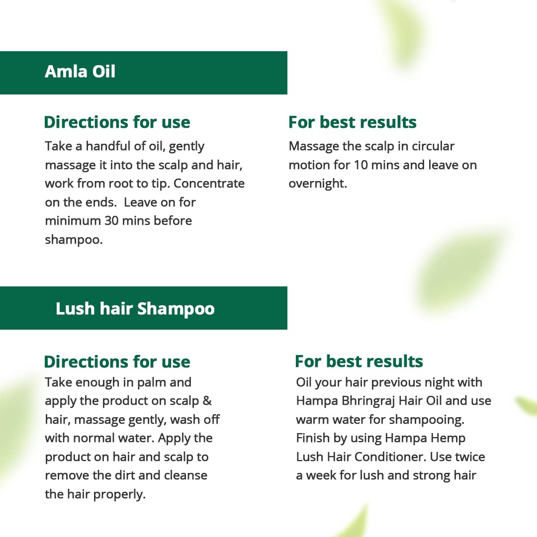 Hampa Hemp Amla Hair Oil and Lush Hair Shampoo Combo