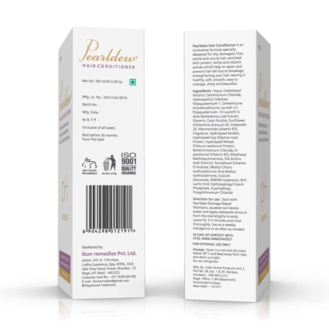 Pearldew Hair Conditioner - 100 ml | With Keratin, Aloe Vera, Soy Protein| Paraben Free | Pack of 2