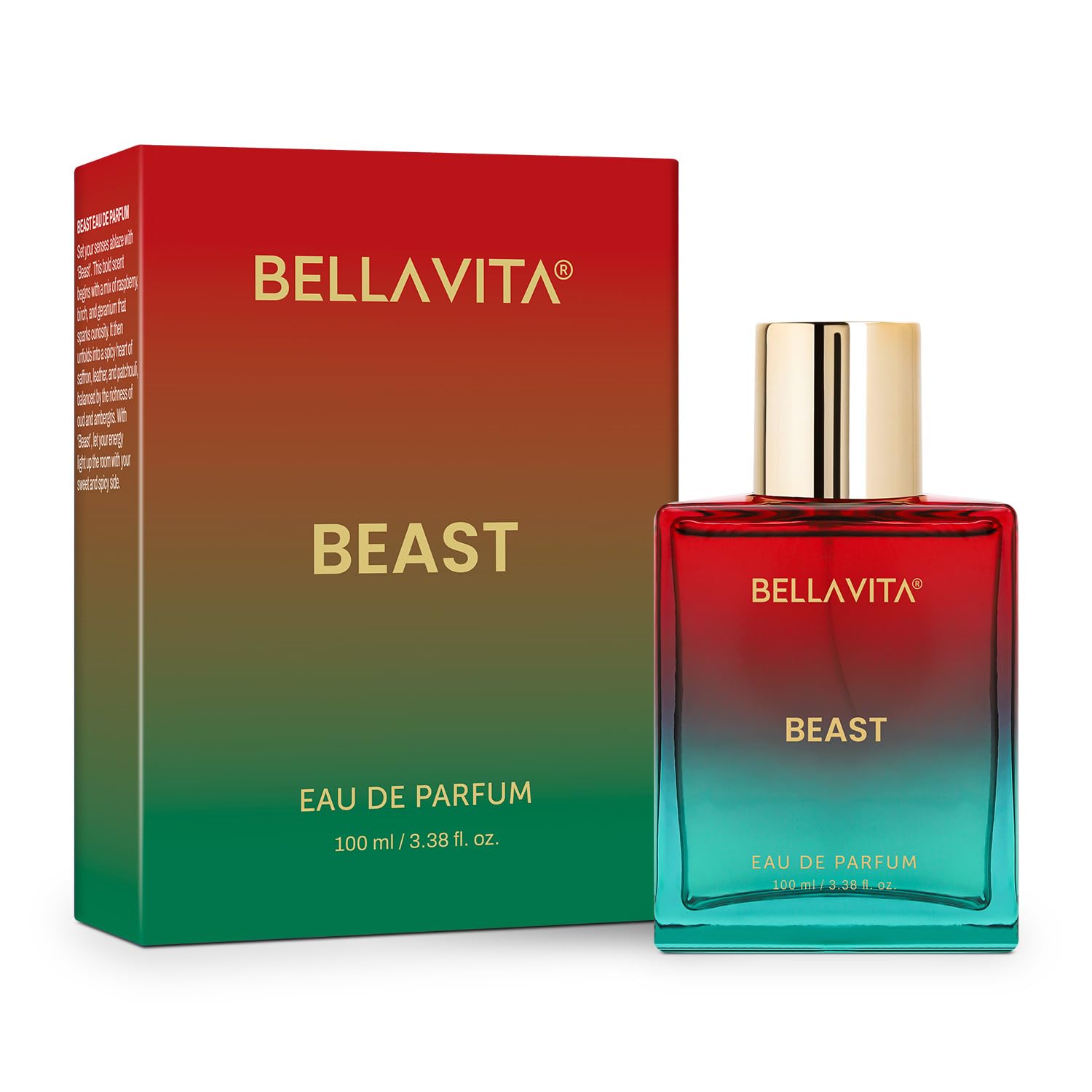 BELLAVITA Beast | Long Lasting EDP | 100ml | Perfume for Man and Woman | Raspberry, Patchouli and Rose | Premium Fragrance for Men and Women