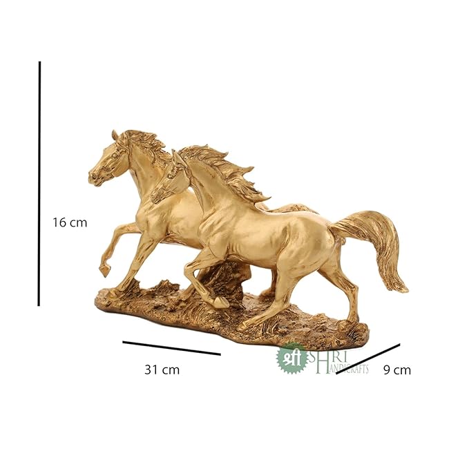 Indicast Resin Feng Shui 6"  Inch Running Horse Statue Handcrafted Decorative Showpiece Idol | Home Decor Animal Figurines