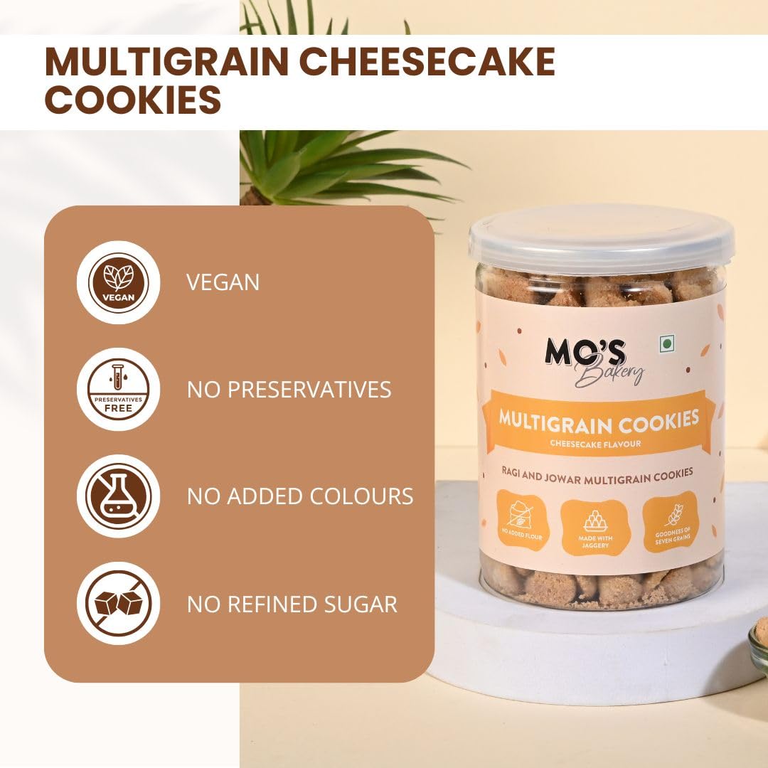 Mo’s Triple Omega Multigrain Cookies | Mini Healthy Cookies for Kids & Adults | Tea Time Snack | Omega-Rich Seeds & Whole Grains with Ragi, Oats, Barley, Amaranth & Almond | Flax, Chia, Melon, Sunflower & Pumpkin Seeds | No Refined Sugar
