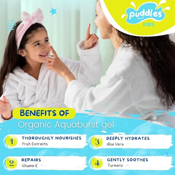 Puddles Kids Organic Aquaburst Gel - Happy Hippos Age 2-12 - 50 gms