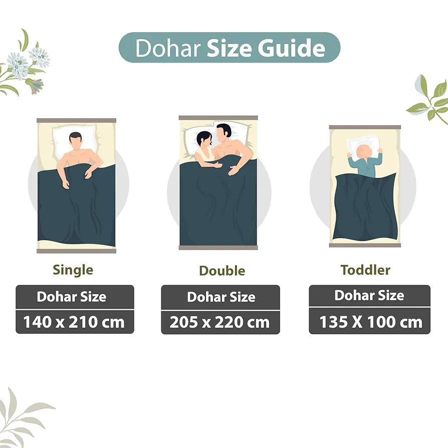 Divine Casa Floret 100% Cotton Double Dohar 120 GSM Soft & Lightweight Throw Blanket Colour Floral Breeze