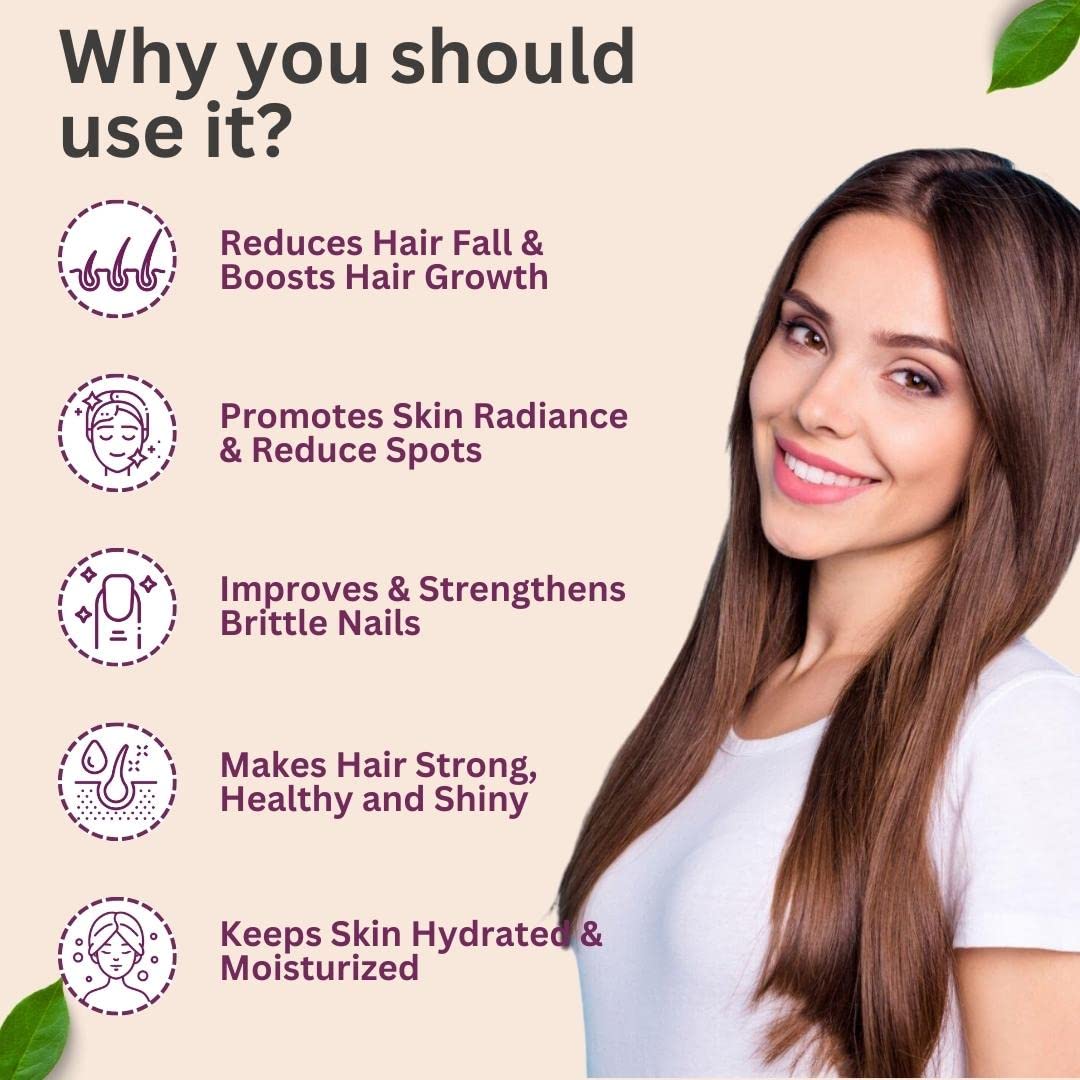 Vedamins Biotin Hair Gummies for Hair Growth, Skin Glow & Stronger Nails – 30 Gummies