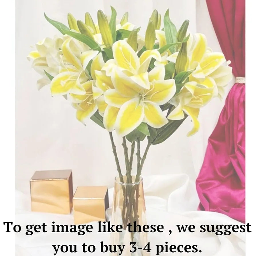 Lily Artificial Flowers Sticks Yellow