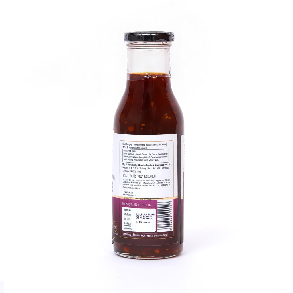 Hexhive Tomato Magaj Honey Sauce | Sweet & Tangy Tomato Spread with Raw Honey & Melon Seeds | No Refined Sugar | Healthy Dip & Spread for Snacks, Parathas, Sandwiches, Fries | 430g
