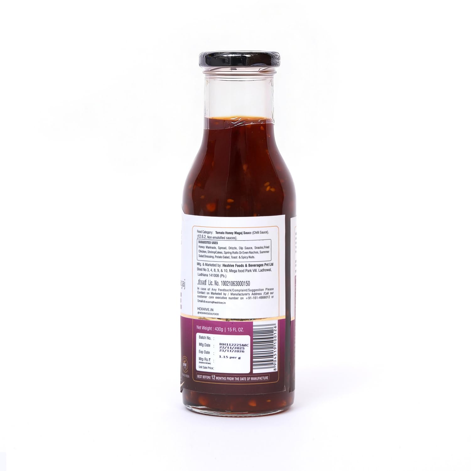 Hexhive Tomato Magaj Honey Sauce | Sweet & Tangy Tomato Spread with Raw Honey & Melon Seeds | No Refined Sugar | Healthy Dip & Spread for Snacks, Parathas, Sandwiches, Fries | 430g
