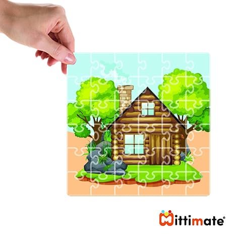 Mittimate Cottage House Jigsaw Puzzle Game for Kids Age 4 to 6 Old 36 Pieces Puzzle Toy