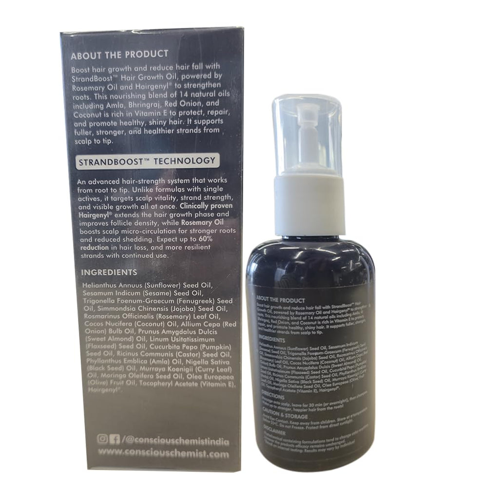 Conscious ChemistÂ® Full Strength Hair Growth Oil | Rosemary, Red Onion & Moringa | With Yeast Extract | 14 Oil Complex | Reduces Hair Fall, Nourishes Scalp & Promotes Hair Growth | For All Hair Types | Women & Men | 100ml