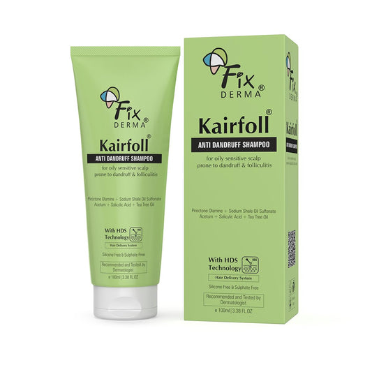 Fixderma Kairfoll Anti Dandruff Shampoo for Oily & Sensitive Prone Scalp | Piroctone Olamine & Salicylic Acid | Sulphate Free | Anti Fungal Shampoo for Women & Men - 100ml