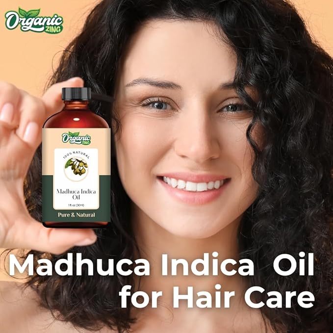 Organic Zing Madhuca Indica (Madhuca Longifolia) Oil | Carrier Oil for Massage, Skincare & Haircare - 30 Ml