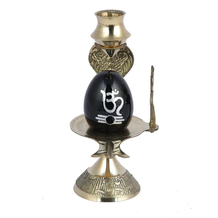CraftVatika Shivling Idol Brass Sculpture Shiva Shivlingam Puja Abhishek Patra with Trishul and Nag Statue