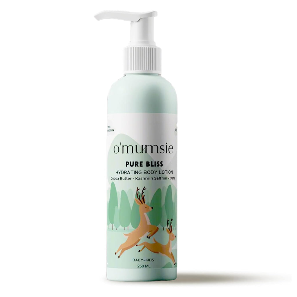O Mumsie - curated for Devoted Mamas Pure Bliss Natural Baby Body Lotion - Moisturizing & Soothing,Gentle Formula for Sensitive Skin,Hypoallergenic,Paraben-Free,250ml - Ideal for Newborns & Toddlers