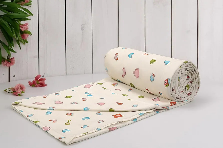 Trance Home Linen Pure Malmal Cotton Multipurpose Baby Dohar 3-Layered Baby Swaddle Colour Caps & Dies