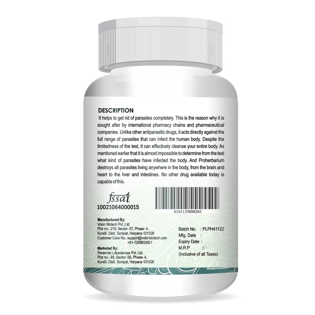 Pro Herbarium Protects Liver, Heart, Lungs, Stomach & Skin from Parasites For Men & Women (60 Capsules)