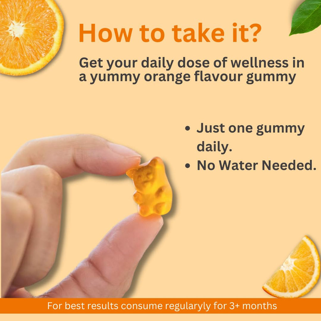Vedamins Multivitamin Gummies for Men Women & Kids I Immunity, Increased Energy & Metabolism – 30 Gummies | Orange Flavour