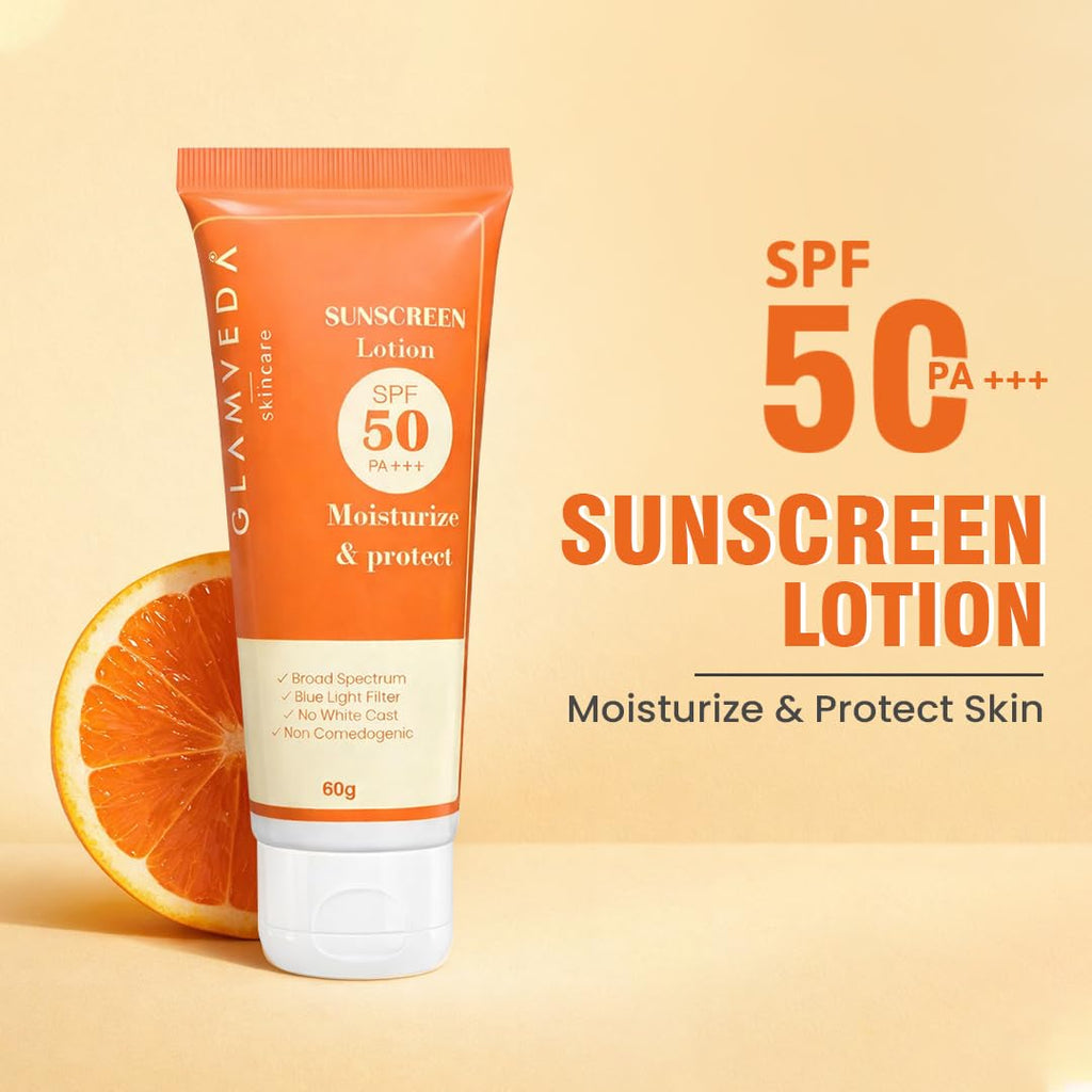 Glamveda Hybrid Sunscreen Lotion Spf 50 PA+++ for Moisturize & Protect | Transparent & Ultra-lightweight Sunscreen | Non-Greasy, Quick-Absorbing | Zero White Cast | For Women & Men | 60ml Pack of 1
