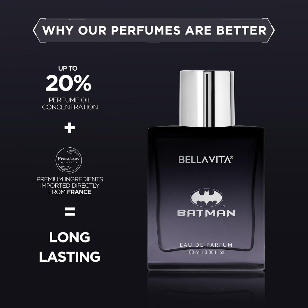 BELLAVITA BATMAN | Long Lasting EDP 100ml Perfume for Man | Orange Cedarwood and Patchouli | Premium Fragrance for Men