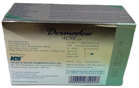 Dermadew Acne Soap - 75 Gms | Pack of 4