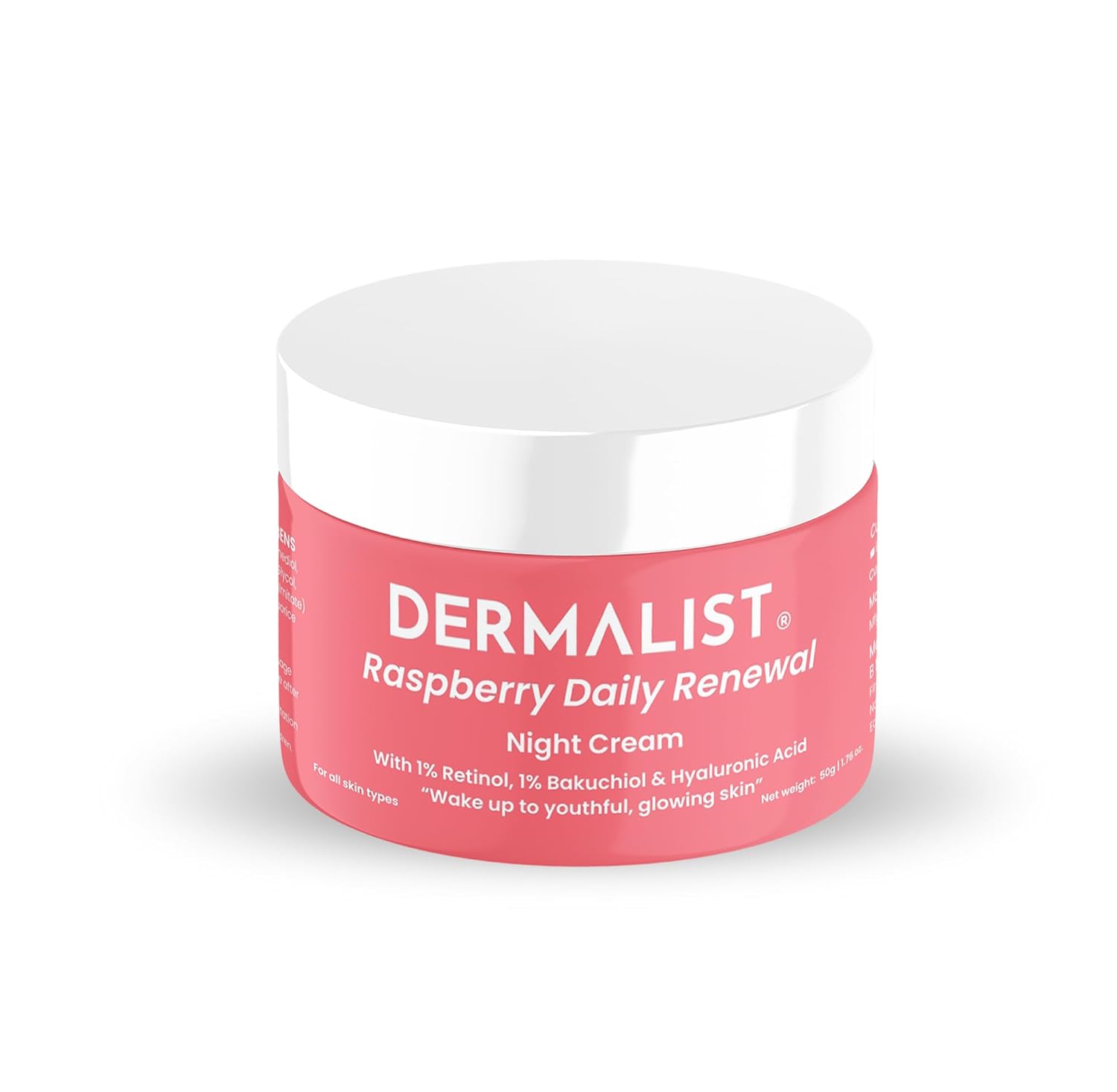 Dermalist Raspberry Daily Renewal 1% Retinol & 1% Bakuchi Oil Anti Ageing Night Cream | Reduces Fine Line & Wrinkles | For Men & Women | 50 G