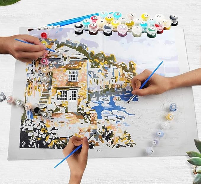 Tulip N Turtle Hummingbird Diy Acrylic Paint by Number Kit for Adults Kids Beginner Number Painting Kit for Adults