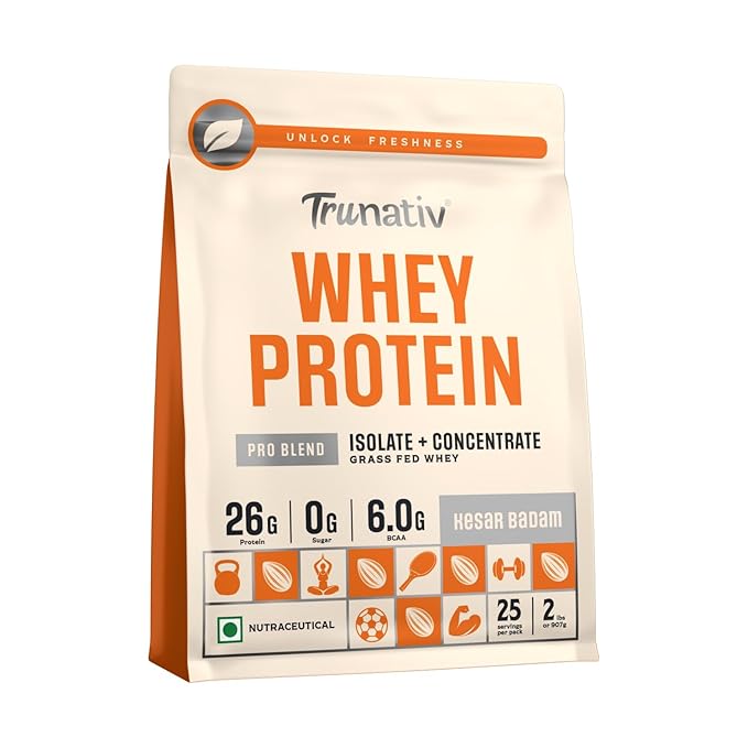 Trunativ Pro Blend Whey Protein Kesar Badam - 907 gms