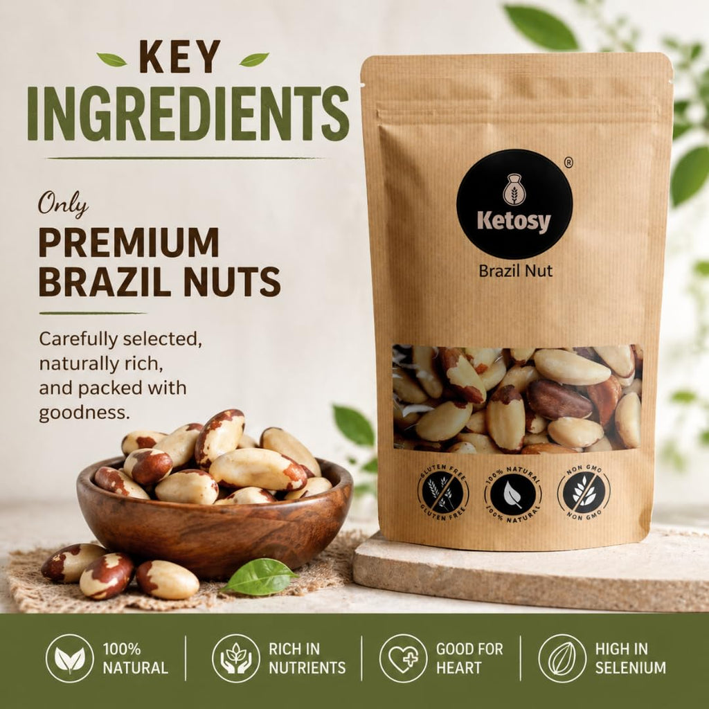 Ketsoy Premium Brazil Nuts | Supports Immunity | Thyroid Function Support Nutrients | Rich in Selenium |Unroasted Brazilian Nuts - Large Jumbo Size Nuts