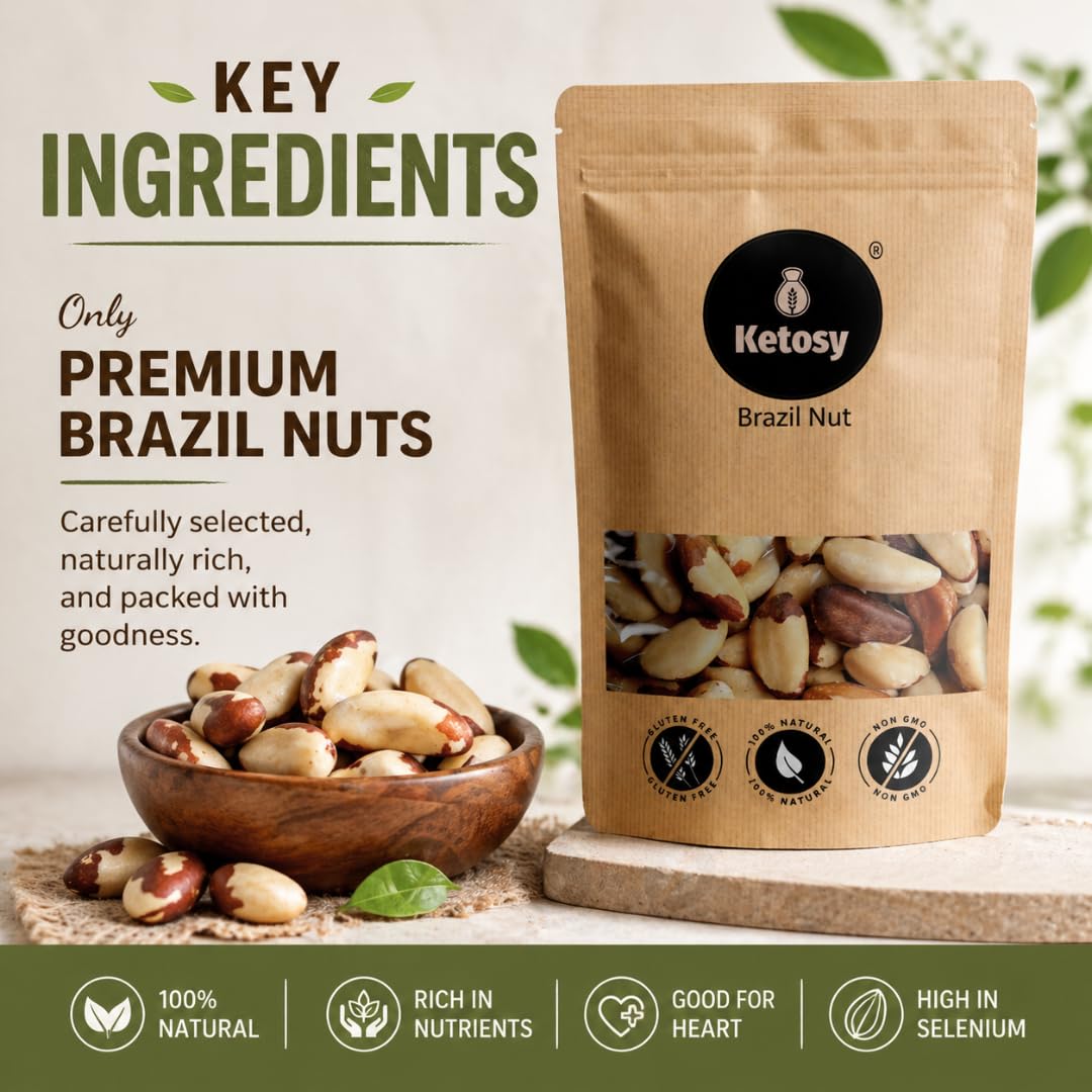 Ketsoy Premium Brazil Nuts | Supports Immunity | Thyroid Function Support Nutrients | Rich in Selenium |Unroasted Brazilian Nuts - Large Jumbo Size Nuts