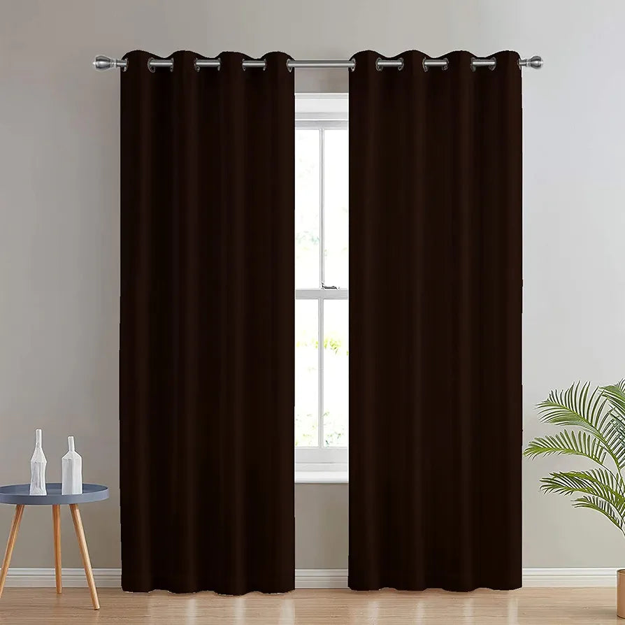 Divine Casa Semi Blackout Curtains Micro Satin Door Curtain 7 feet Long Colour Tortoise Shell (Pack of 2)