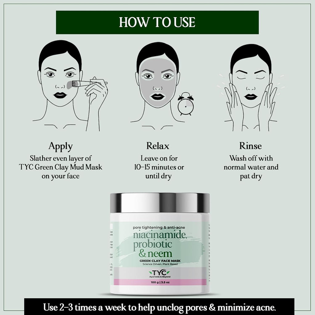 Trust Your Choice Niacinamide, Probiotics, Neem Green Clay Face Mask - 100 gms