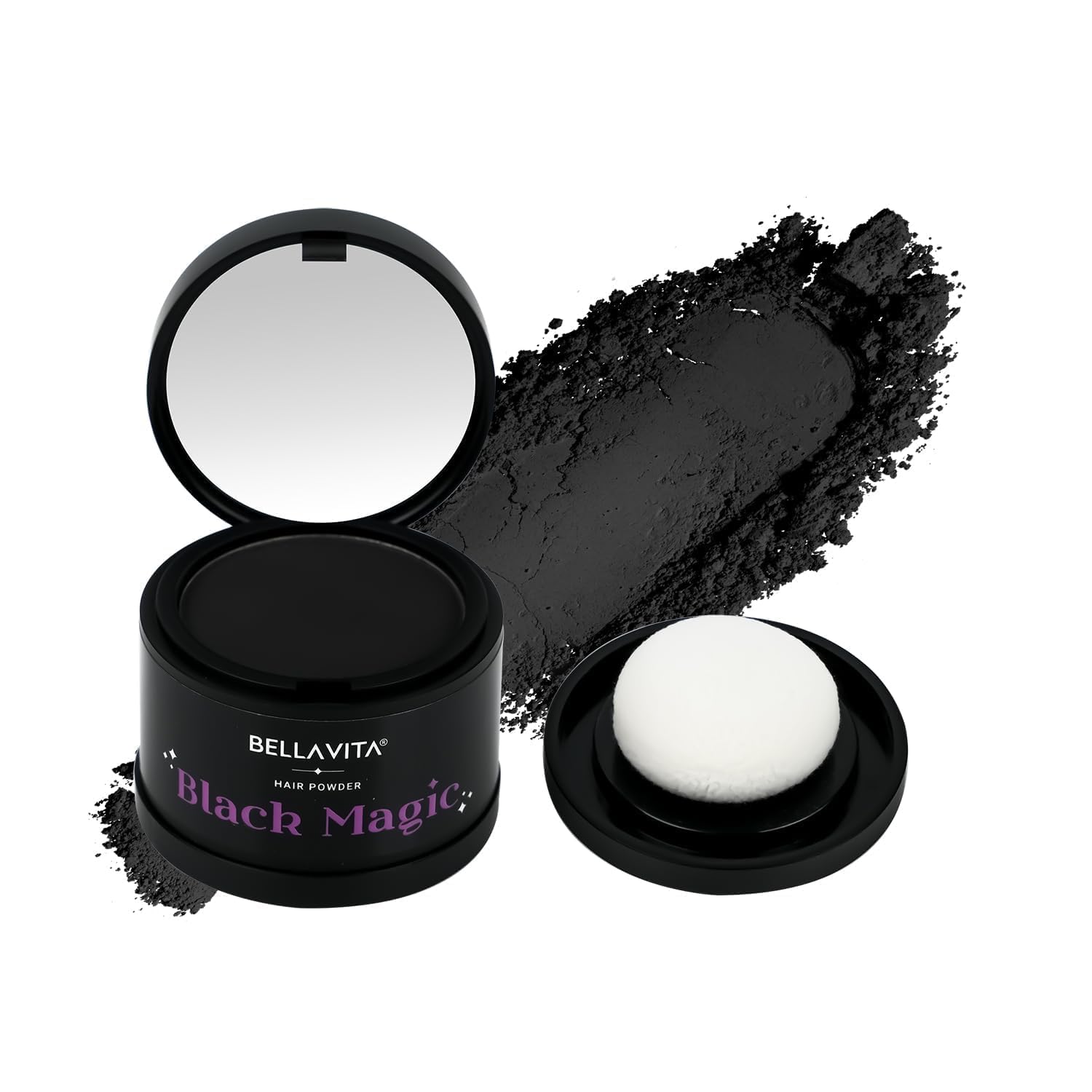 BELLAVITA Black Magic Hair Powder | Covers Grey Hair & Bald Spots Instantly | Root Touch Up | Sweat-Resistant & Long-Lasting Formula | Natural Looking Colour | 4g