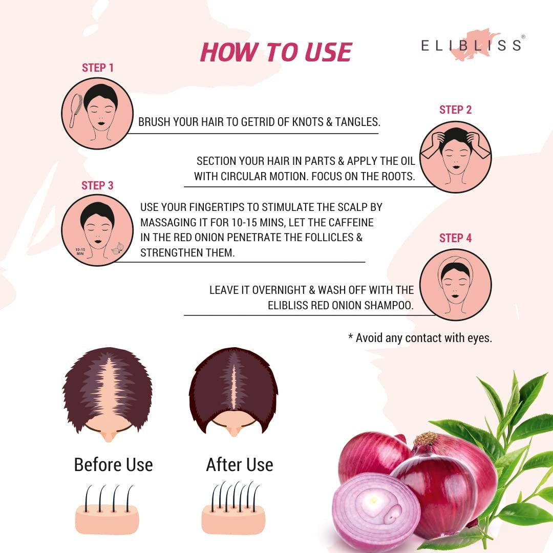 Elibliss Onion Black Seed Hair Oil - 100 ml (Pack of 4)